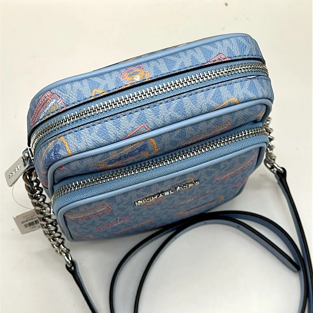 MICHAEL KORS Jet Set Medium Printed Signature Logo Crossbody NS CHAIN XBODY Bag